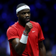 Frances Tiafoe of Team World celebrates a point during the singles match between Stefanos Tsitsipas of Team Europe and Frances Tiafoe of Team World during Day Three of the Laver Cup at The O2 Arena on September 25, 2022 in London, England. (Photo by Clive Brunskill/Getty Images for Laver Cup)